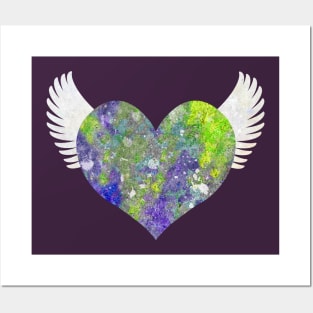 Colorful Heart of Stone - Green and Violet Posters and Art